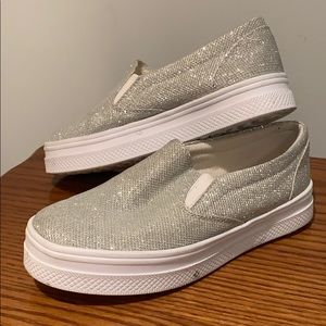 Silver slip-on sneakers
